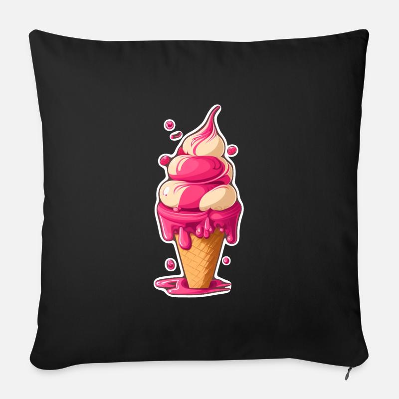 Eis Eiscreme Soft Eis Ich bin wegen dem Eis hier - Sofakissenbezug 45 x 45 cm - Schwarz