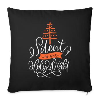 Silent-Night-Holy-Night, typography Christmas tree - Sofa pillowcase 17,3'' x 17,3'' (45 x 45 cm) - black - Front