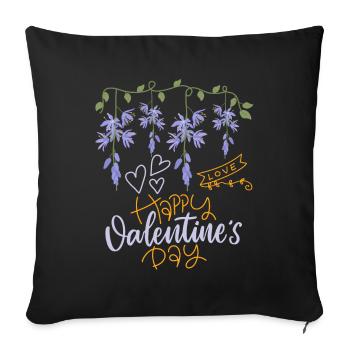 Glycine de la Saint-Valentin Dicton Joyeuse-Saint-Valentin - Housse de coussin décorative 45 x 45 cm - noir - Devant