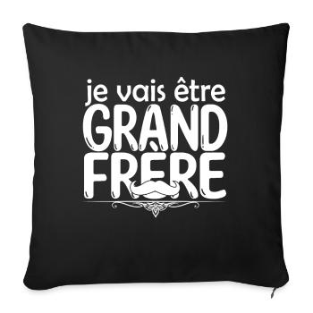 grand frère Bientôt grand-frère futur grand frère - Housse de coussin décorative 45 x 45 cm - noir - Devant
