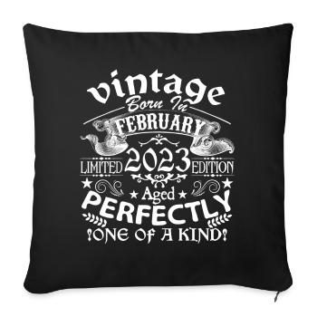 February 2023| anniversary 2023 Vintage February - Sofa pillowcase 17,3'' x 17,3'' (45 x 45 cm) - black - Front