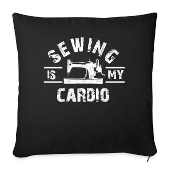 La couture est ma machine cardio Quilting femme vintage - Housse de coussin décorative 45 x 45 cm - noir - Devant