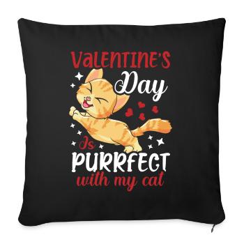 La Saint-Valentin est purrfect avec mon - Housse de coussin décorative 45 x 45 cm - noir - Devant
