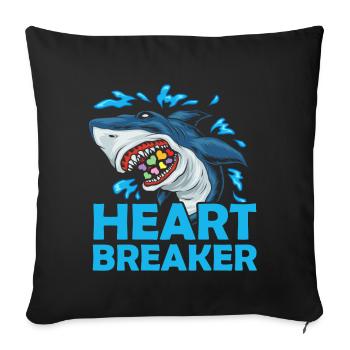 Heartbreaker Shark Anti-Saint-Valentin Célébration en solo - Housse de coussin décorative 45 x 45 cm - noir - Devant