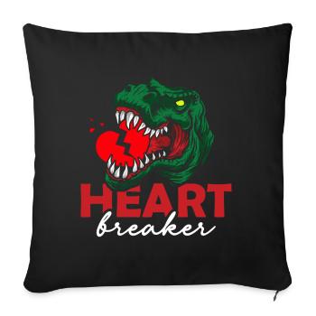 T-rex célibataire T-rex célibataire pour la Saint-Valentin - Housse de coussin décorative 45 x 45 cm - noir - Devant