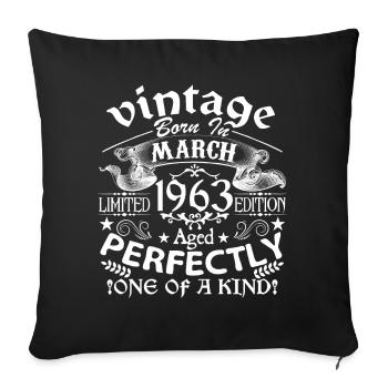 March 1963 | anniversary 1963 Vintage Mars - Sofa pillowcase 17,3'' x 17,3'' (45 x 45 cm) - black - Front