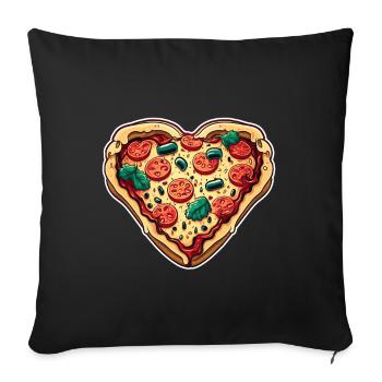 Pizza is my Valentine Fast Food Pizza Love Heart - Sofa pillowcase 17,3'' x 17,3'' (45 x 45 cm) - black - Front