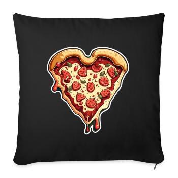 Pizza is my Valentine Fast Food Pizza Love Heart - Sofa pillowcase 17,3'' x 17,3'' (45 x 45 cm) - black - Front