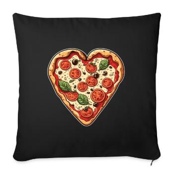 Pizza is my Valentine Fast Food Pizza Love Heart - Sofa pillowcase 17,3'' x 17,3'' (45 x 45 cm) - black - Front