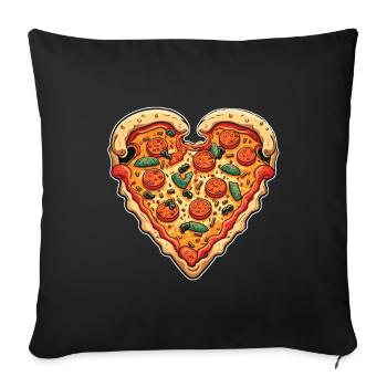 Pizza is my Valentine Fast Food Pizza Love Heart - Sofa pillowcase 17,3'' x 17,3'' (45 x 45 cm) - black - Front