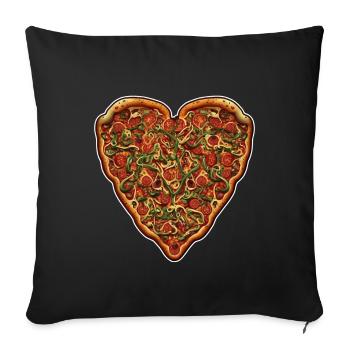 Pizza is my Valentine Fast Food Pizza Love Heart - Sofa pillowcase 17,3'' x 17,3'' (45 x 45 cm) - black - Front
