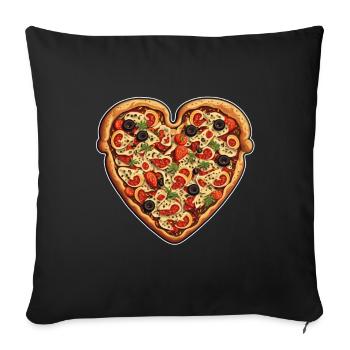 Pizza is my Valentine Fast Food Pizza Love Heart - Sofa pillowcase 17,3'' x 17,3'' (45 x 45 cm) - black - Front