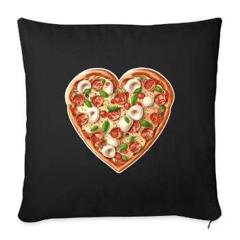 Pizza is my Valentine Fast Food Pizza Love Heart - Sofa pillowcase 17,3'' x 17,3'' (45 x 45 cm) - black - Front