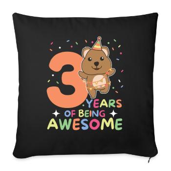 Quokka pour les enfants de 3 ans - Housse de coussin décorative 45 x 45 cm - noir - Devant