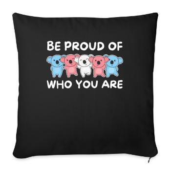 Drapeau trans Gay Pride LGBTQ Koala - Housse de coussin décorative 45 x 45 cm - noir - Devant