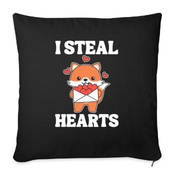 Fuchs zum Valentinstag ich stehle Herzen - Sofakissenbezug 45 x 45 cm - Schwarz - Vorne