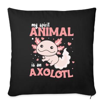 Mon animal spirituel est un axolotl doux axolotl - Housse de coussin décorative 45 x 45 cm - noir - Devant