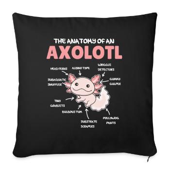 Axolotl Explanation Anatomy of an Axolotl - Sofa pillowcase 17,3'' x 17,3'' (45 x 45 cm) - black - Front