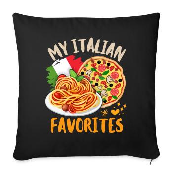 Pâtes à pizza, cuisine italienne, délicieuse Italie - Housse de coussin décorative 45 x 45 cm - noir - Devant