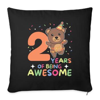 Bear for the 2nd birthday children two years old - Sofa pillowcase 17,3'' x 17,3'' (45 x 45 cm) - black - Front