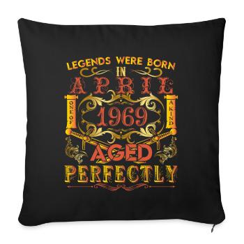1969 Avril - anniversaire 1969 légendes Avril - Housse de coussin décorative 45 x 45 cm - noir - Devant