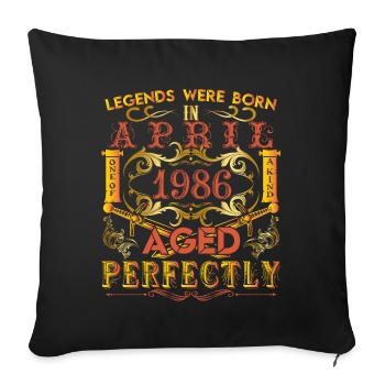 1986 Avril - anniversaire 1986 légendes Avril - Housse de coussin décorative 45 x 45 cm - noir - Devant