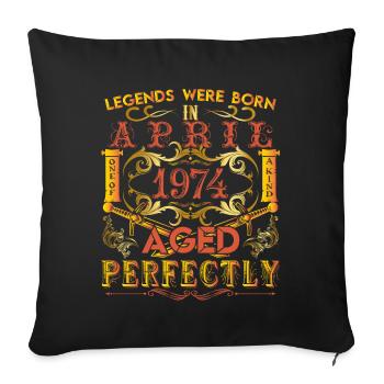 1974 Avril - anniversaire 1974 légendes Avril - Housse de coussin décorative 45 x 45 cm - noir - Devant