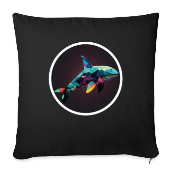 Wal Orca Polygon Geometrisch Unterwasserwelt Ozean - Sofakissenbezug 45 x 45 cm - Schwarz - Vorne