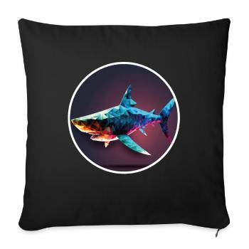 Shark Orca Polygon Geometric Underwater World Ocean - Housse de coussin décorative 45 x 45 cm - noir - Devant