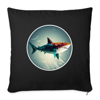 Shark Orca Polygon Geometric Underwater World Ocean - Housse de coussin décorative 45 x 45 cm - noir - Devant