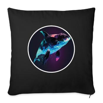 Wal Orca Polygon Geometrisch Unterwasserwelt Ozean - Sofakissenbezug 45 x 45 cm - Schwarz - Vorne