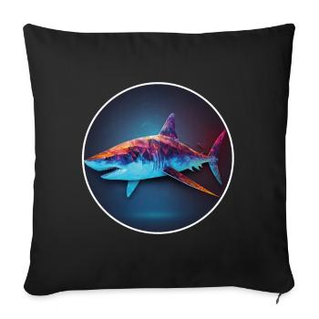 Shark Orca Polygon Geometric Underwater World Ocean - Housse de coussin décorative 45 x 45 cm - noir - Devant