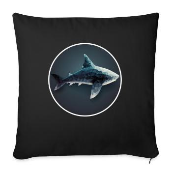 Shark Orca Polygon Geometric Underwater World Ocean - Housse de coussin décorative 45 x 45 cm - noir - Devant