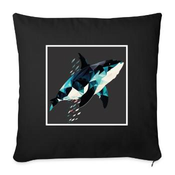 Wal Orca Polygon Geometrisch Unterwasserwelt Ozean - Sofakissenbezug 45 x 45 cm - Schwarz - Vorne
