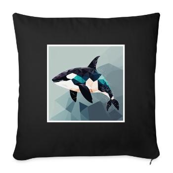 Wal Orca Polygon Geometrisch Unterwasserwelt Ozean - Sofakissenbezug 45 x 45 cm - Schwarz - Vorne
