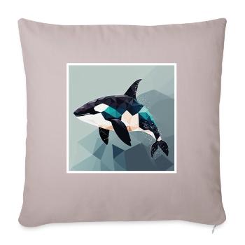 Wal Orca Polygon Geometrisch Unterwasserwelt Ozean - Sofakissenbezug 45 x 45 cm - helles Taupe - Vorne