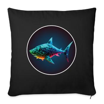 Shark Orca Polygon Geometric Underwater World Ocean - Housse de coussin décorative 45 x 45 cm - noir - Devant