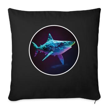Shark Orca Polygon Geometric Underwater World Ocean - Housse de coussin décorative 45 x 45 cm - noir - Devant