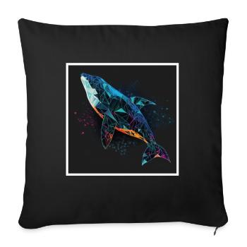 Wal Orca Polygon Geometrisch Unterwasserwelt Ozean - Sofakissenbezug 45 x 45 cm - Schwarz - Vorne