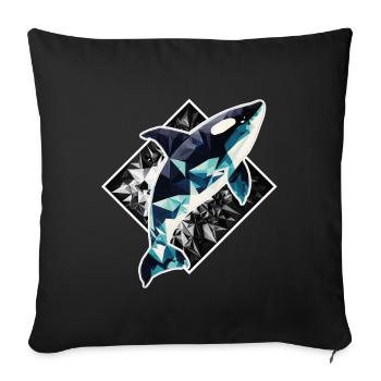 Wal Orca Polygon Geometrisch Unterwasserwelt Ozean - Sofakissenbezug 45 x 45 cm - Schwarz - Vorne