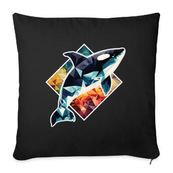 Wal Orca Polygon Geometrisch Unterwasserwelt Ozean - Sofakissenbezug 45 x 45 cm - Schwarz - Vorne
