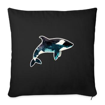 Wal Orca Polygon Geometrisch Unterwasserwelt Ozean - Sofakissenbezug 45 x 45 cm - Schwarz - Vorne