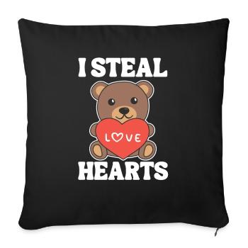 Bär zum Valentinstag ich stehle Herzen - Sofakissenbezug 45 x 45 cm - Schwarz - Vorne