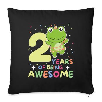 Grenouille pour le 2ème anniversaire Enfants de deux ans - Housse de coussin décorative 45 x 45 cm - noir - Devant