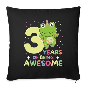 Grenouille pour 3ème anniversaire Enfants de trois ans - Housse de coussin décorative 45 x 45 cm - noir - Devant