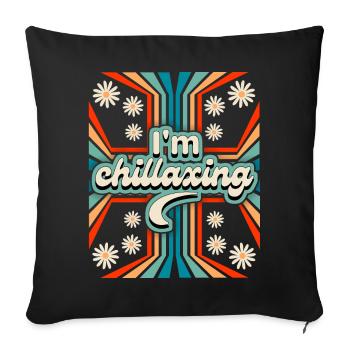 Slogan Flower Power des années 70 Chillaxing - Housse de coussin décorative 45 x 45 cm - noir - Devant