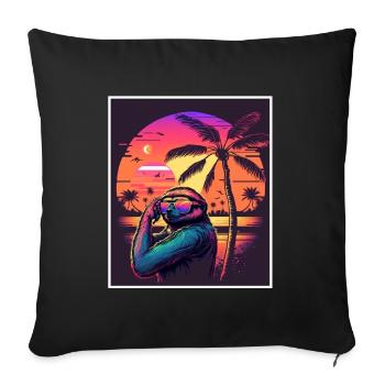 Vaporwave Retro Sloth Animal Motif Beach Neon - Sofa pillowcase 17,3'' x 17,3'' (45 x 45 cm) - black - Front
