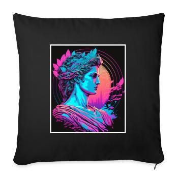 Vaporwave Greek mythology God Neon Olympus - Sofa pillowcase 17,3'' x 17,3'' (45 x 45 cm) - black - Front