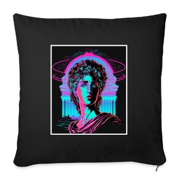 Vaporwave Griechische Mythologie Gott Neon Olymp - Sofakissenbezug 45 x 45 cm - Schwarz - Vorne