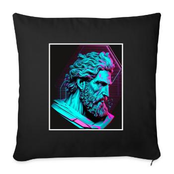 Vaporwave Griechische Mythologie Gott Neon Olymp - Sofakissenbezug 45 x 45 cm - Schwarz - Vorne